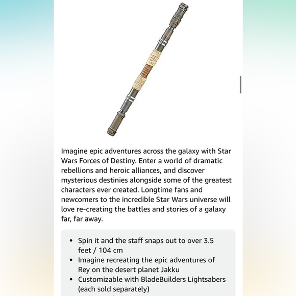 Disney Store Star Wars REY Force Awakens Girls Costume w/Extendable Staff Sz 5-6 - Picture 16 of 17